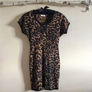 Calvin Klein Leopard Print Short Sleeve Dress, Small, EUC (PMB3)